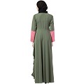 Polka dotted asymmetrical dress abaya- Jade Green-Pink